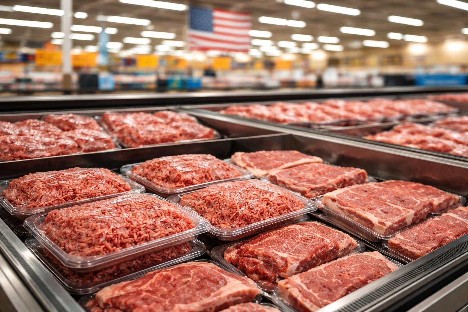 Redaktionelle Szene zum Thema „Walmart senkt Fleischpreise nach Druck aus dem Weißen Haus“