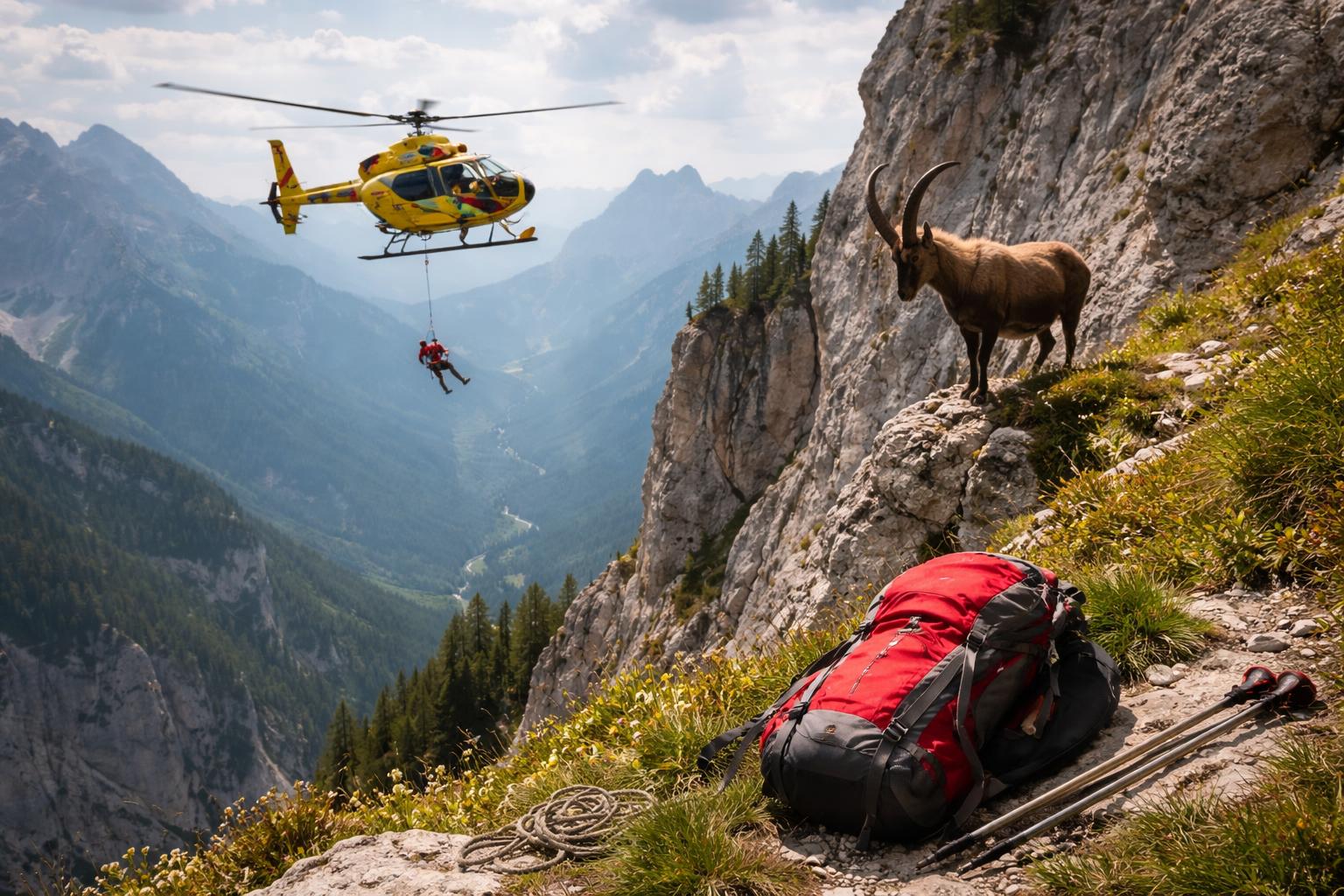 Redaktionelle Szene zum Thema „Wanderin im Trentino von Steinbock gerammt und abgestürzt“