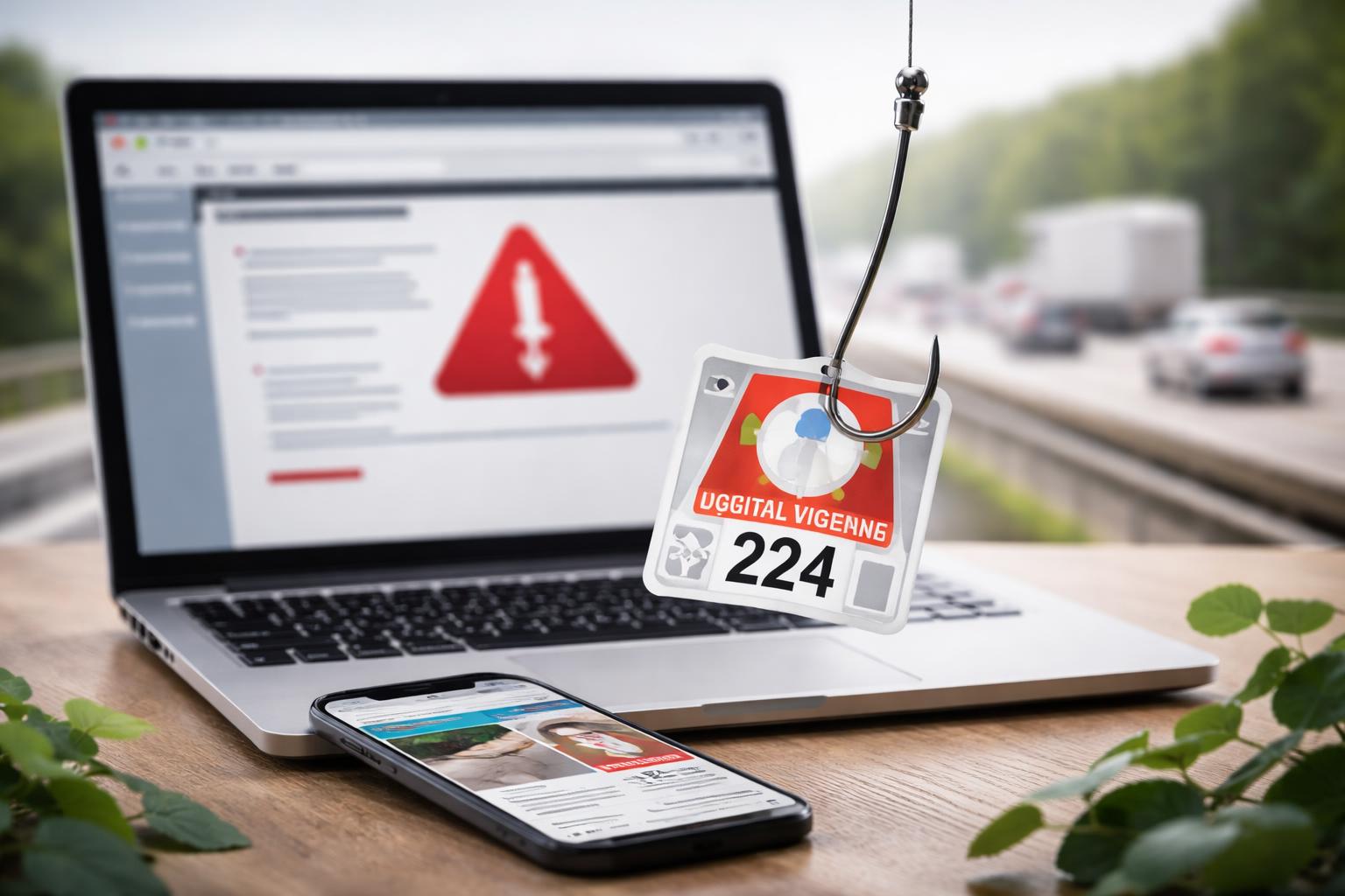 Redaktionelle Szene zum Thema „Warnung vor Phishing-Mails zur digitalen Vignette“