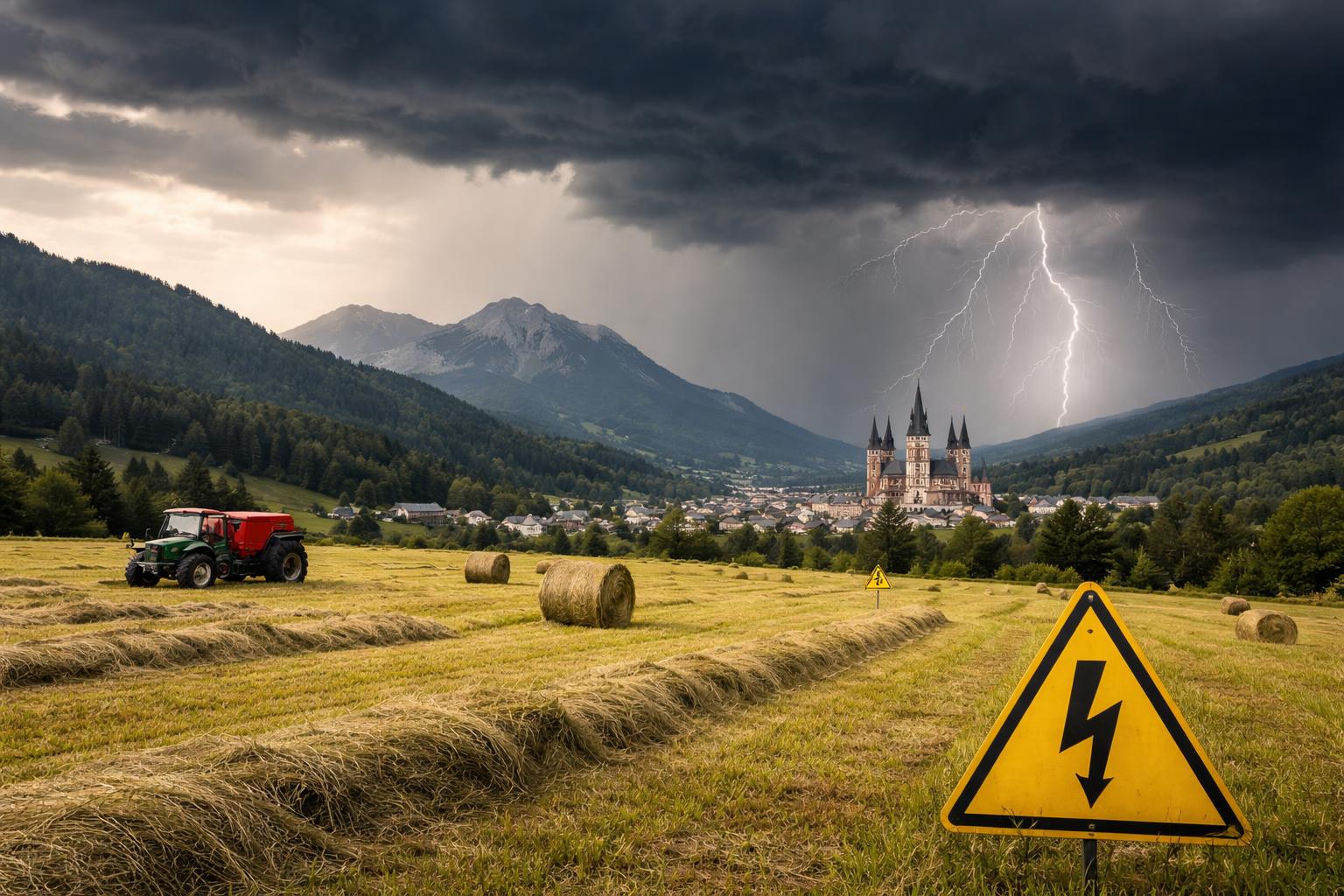 Redaktionelle Szene zum Thema „Warnung vor starken Unwettern im Raum Mariazell“