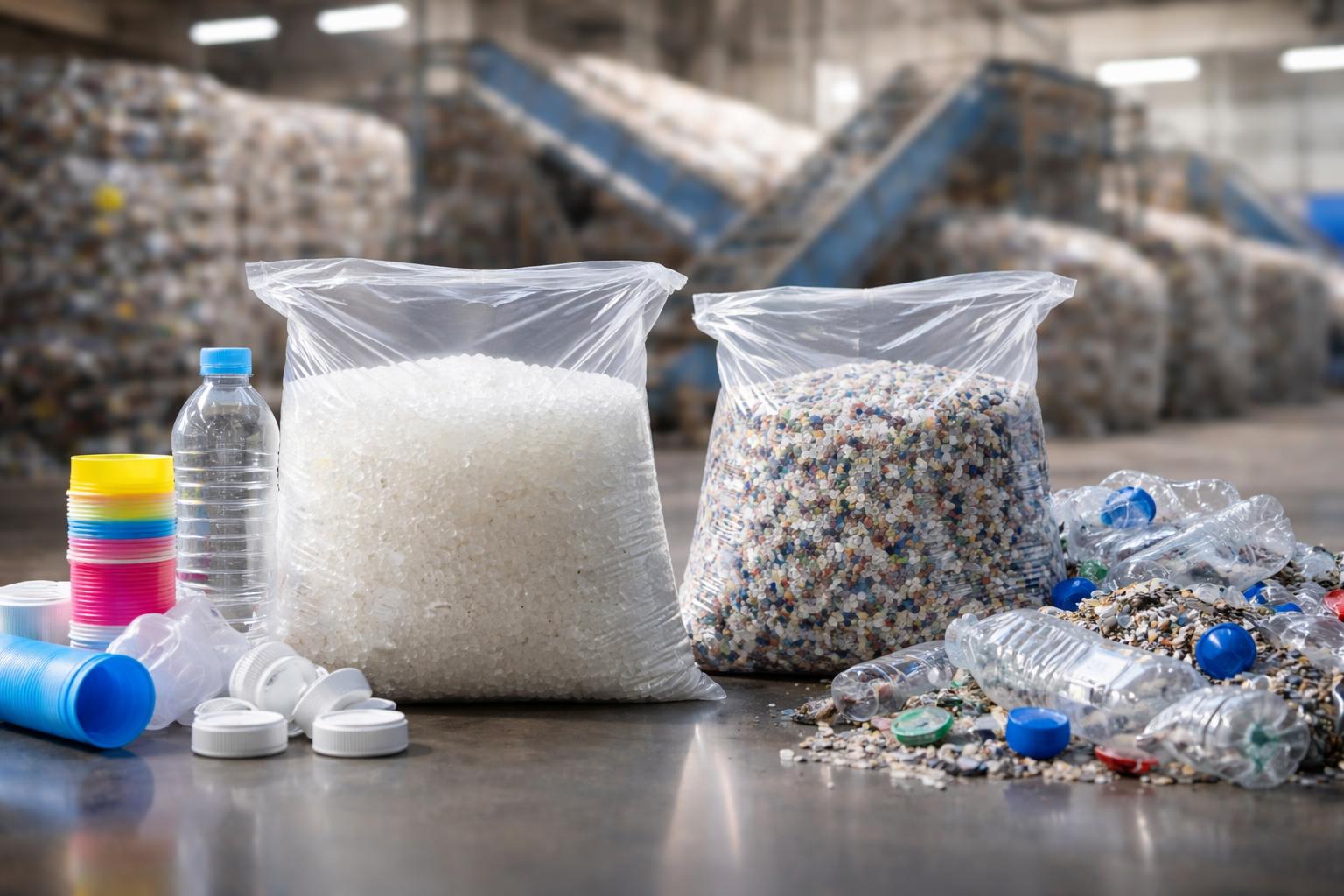 Redaktionelle Szene zum Thema „Warum Plastik neu oft billiger bleibt als Recycling“