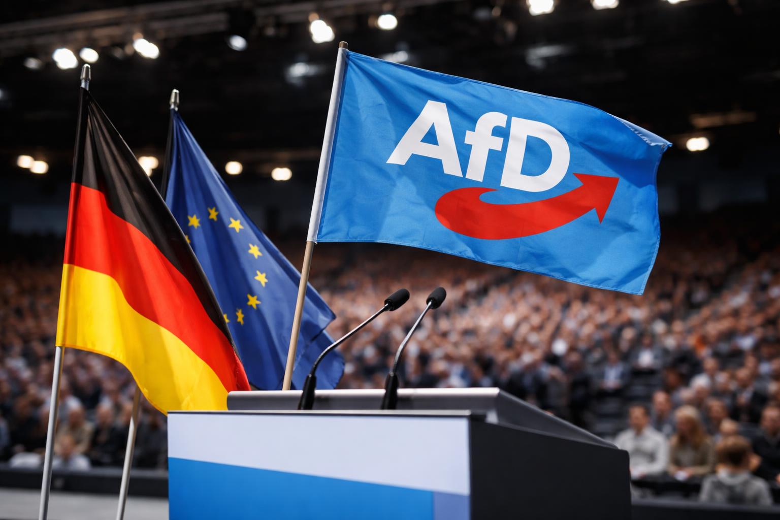 Redaktionelle Szene zum Thema „Weidel nennt AfD auf Parteitag in Erfurt „neue Volkspartei““
