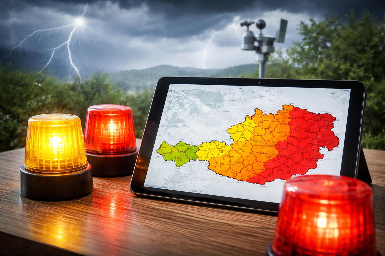Redaktionelle Szene zum Thema „Wetterwarnsystem von GeoSphere: Was Gelb, Orange und Rot bedeuten“