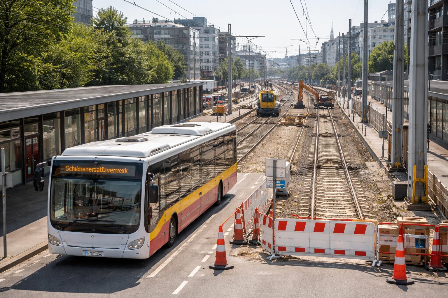 Redaktionelle Szene zum Thema „Wieder Sperre auf Wiener S-Bahn-Stammstrecke: Busse bis Anfang September im Einsatz“