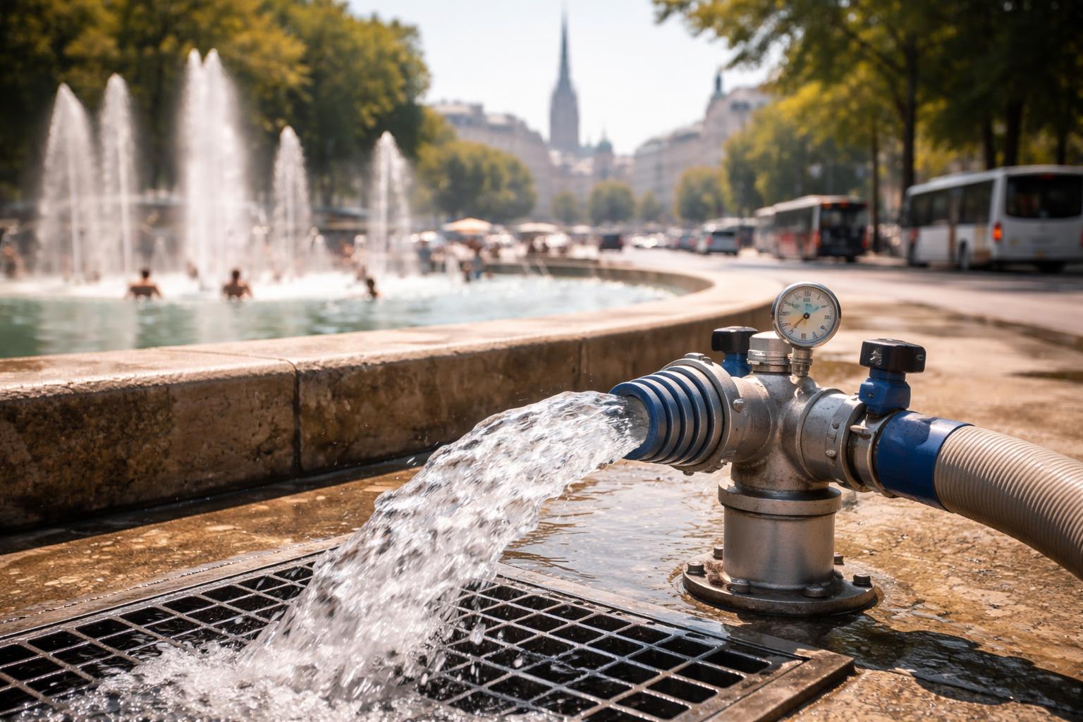 Redaktionelle Szene zum Thema „Wien verbraucht wegen der Hitze deutlich mehr Wasser“