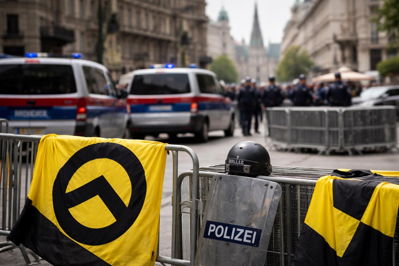 Redaktionelle Szene zum Thema „Wiener Behörden prüfen Verbot von Kundgebung der Identitären am 25. Juli“