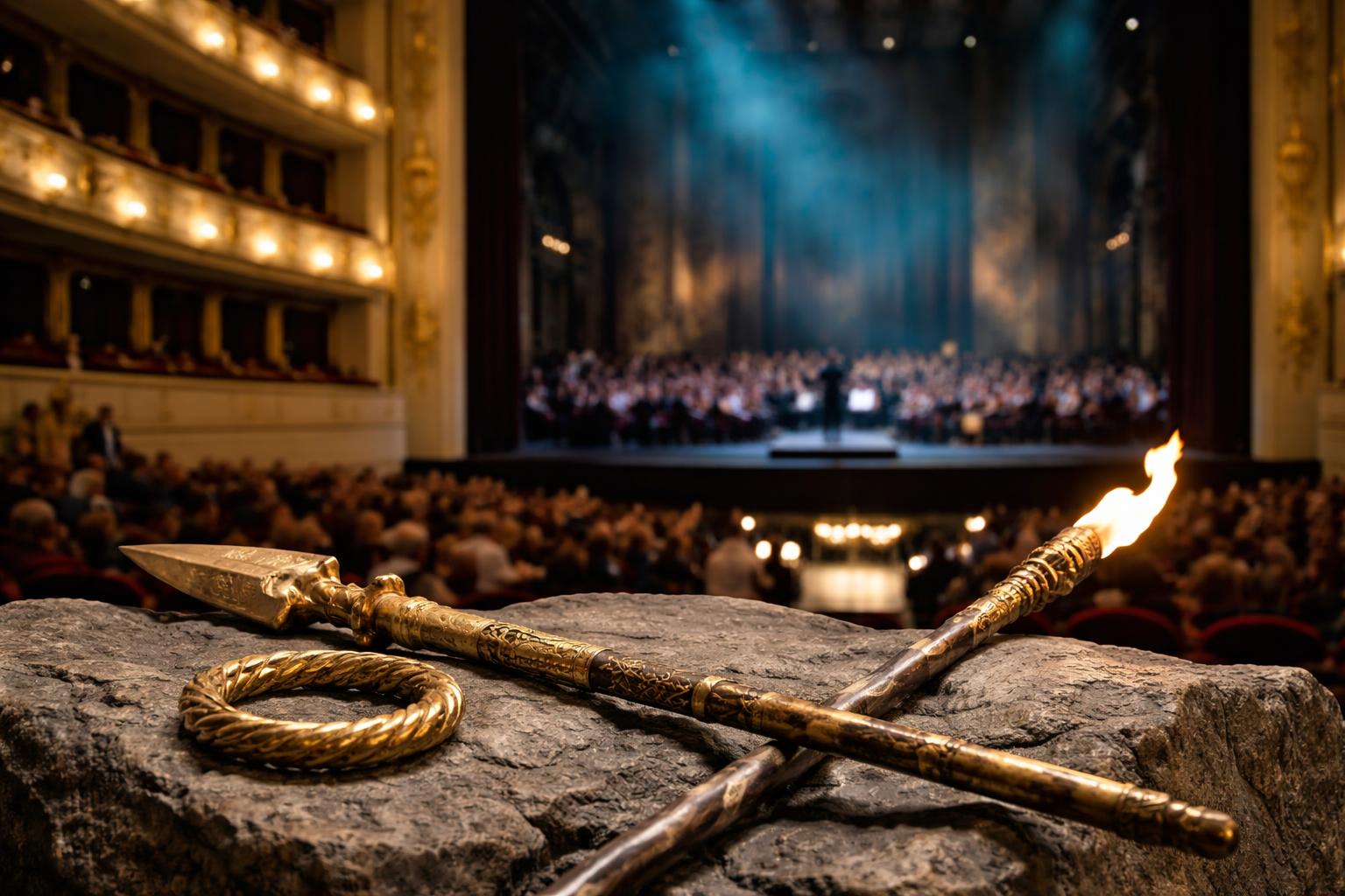 Redaktionelle Szene zum Thema „Wotan und Loge überzeugen bei der Wiederaufnahme von „Rheingold“ an der Staatsoper“
