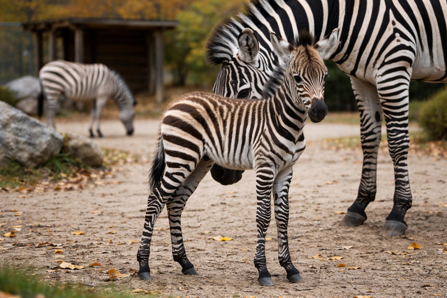Redaktionelle Szene zum Thema „Zebrafohlen im Zoo Schmiding entdeckt“