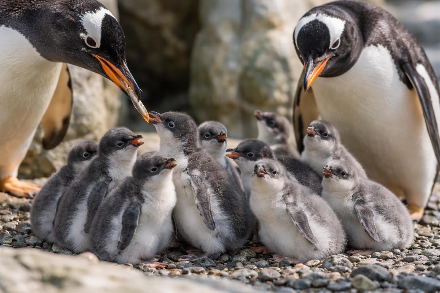 Redaktionelle Szene zum Thema „Zehn Pinguinküken im Tiergarten Schönbrunn geschlüpft“