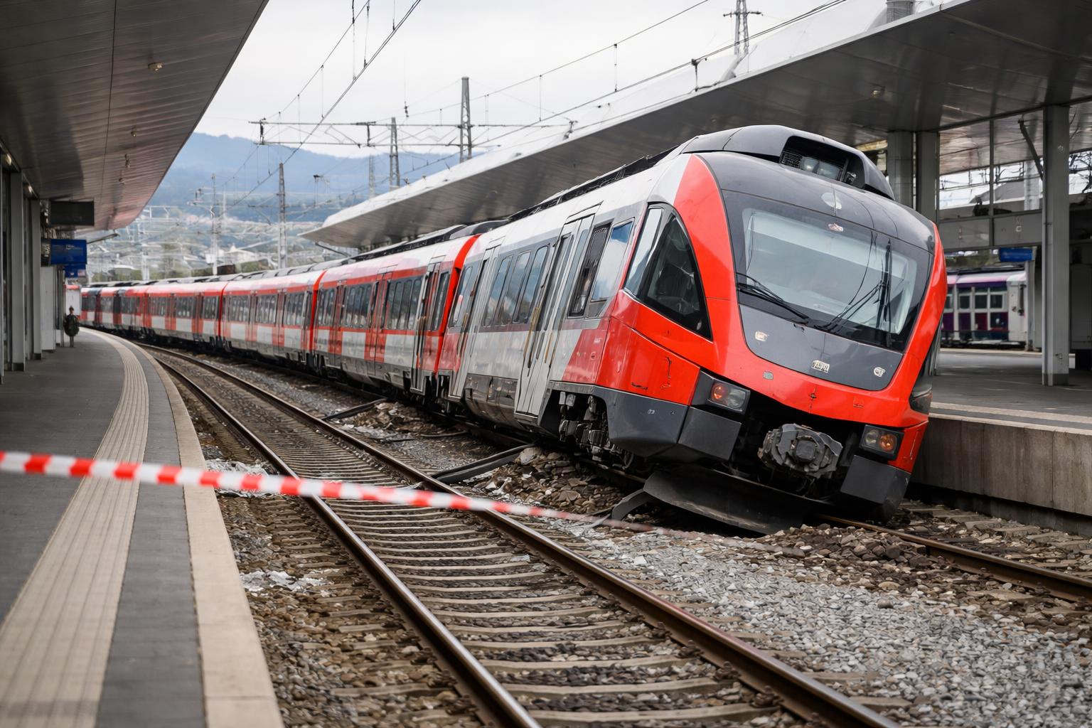 Redaktionelle Szene zum Thema „Zug entgleiste am Salzburger Hauptbahnhof“