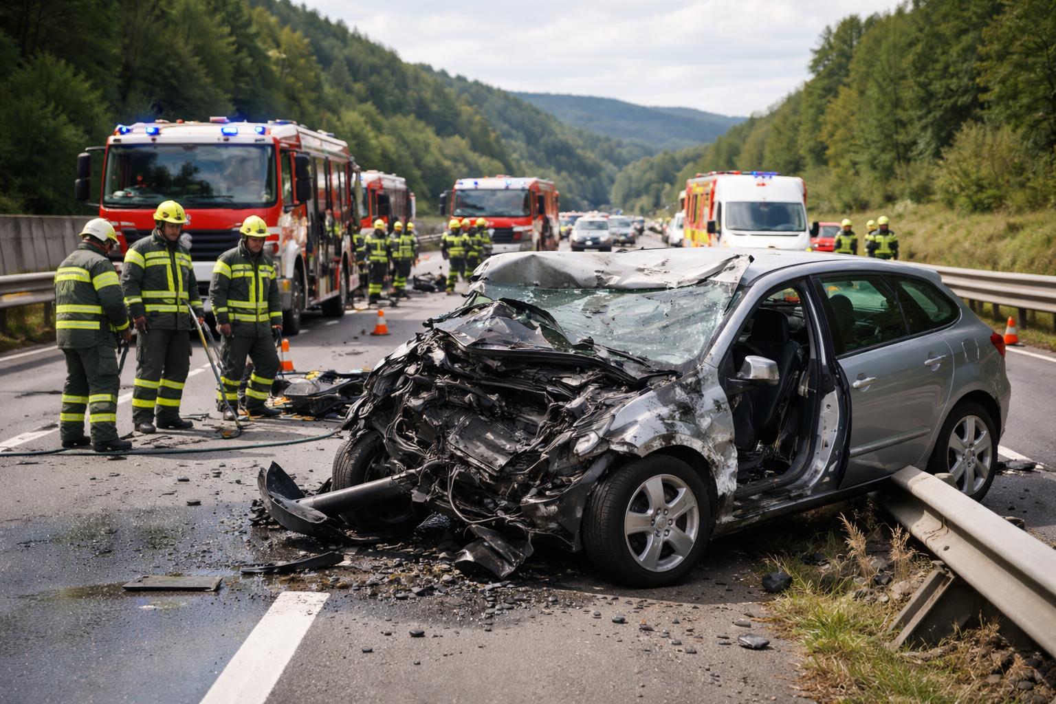 Redaktionelle Szene zum Thema „Zwei Männer nach Unfall auf A2 Südautobahn verletzt“
