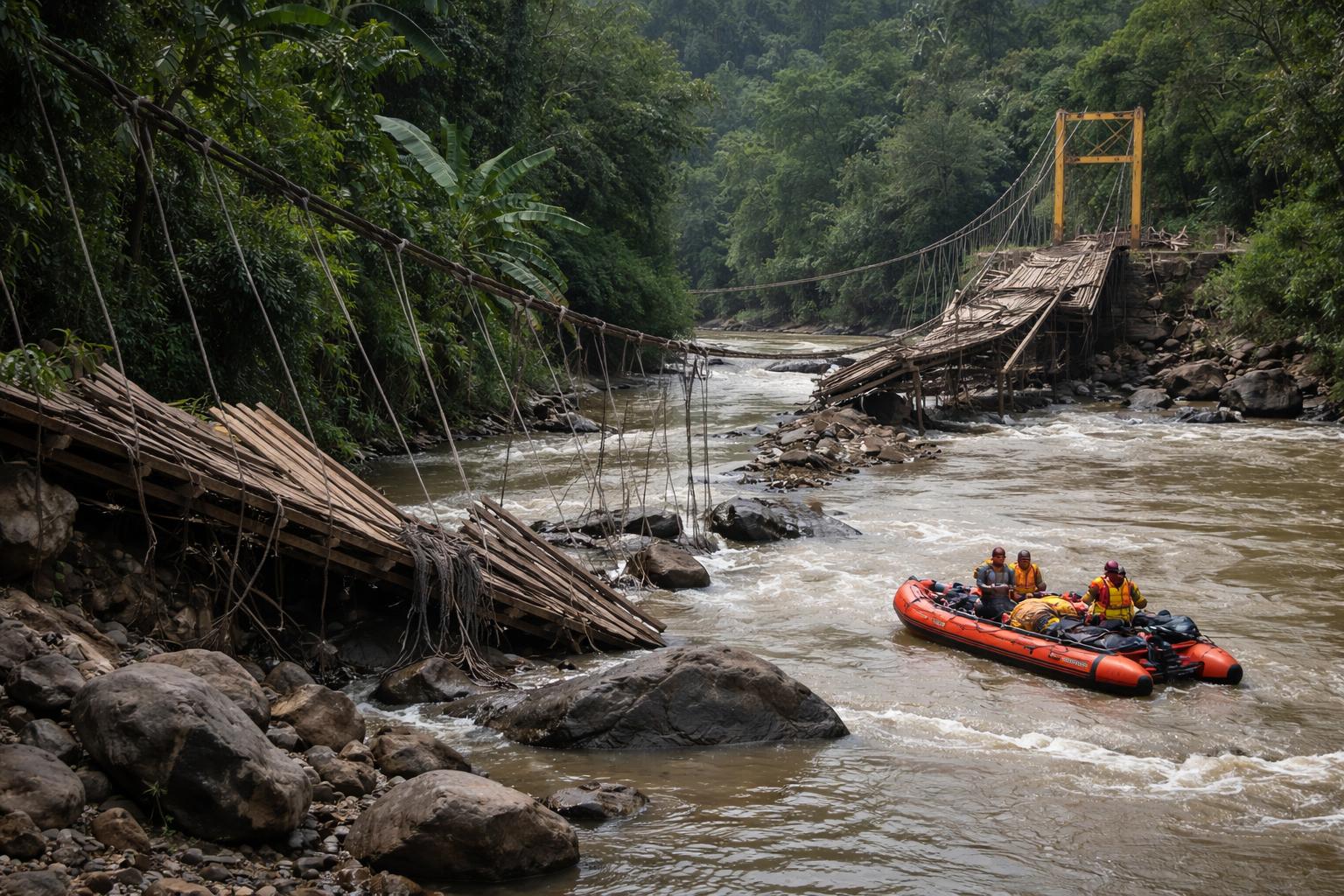 Redaktionelle Szene zum Thema „Zwei Österreicher sterben bei Einsturz einer Hängebrücke in Indonesien“