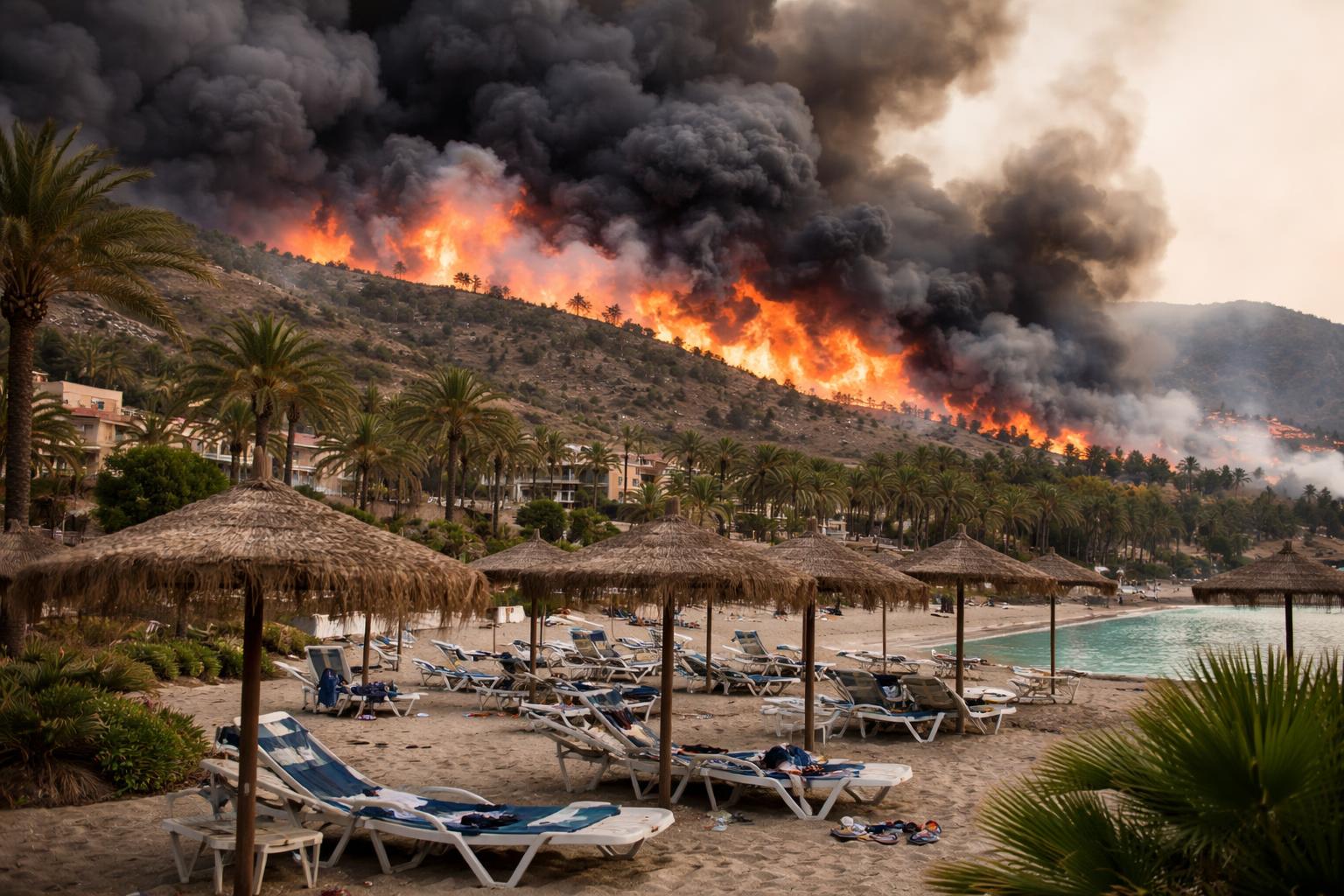 Redaktionelle Szene zum Thema „Zwölf Tote bei Waldbrand in Andalusien – viele Urlauber unter den Opfern vermutet“